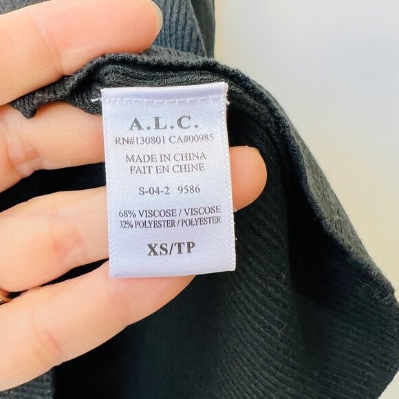 A.L.C Ribbed knit cold shoulder turtleneck sweater, Dark green, Size XS - Picture 6 of 7